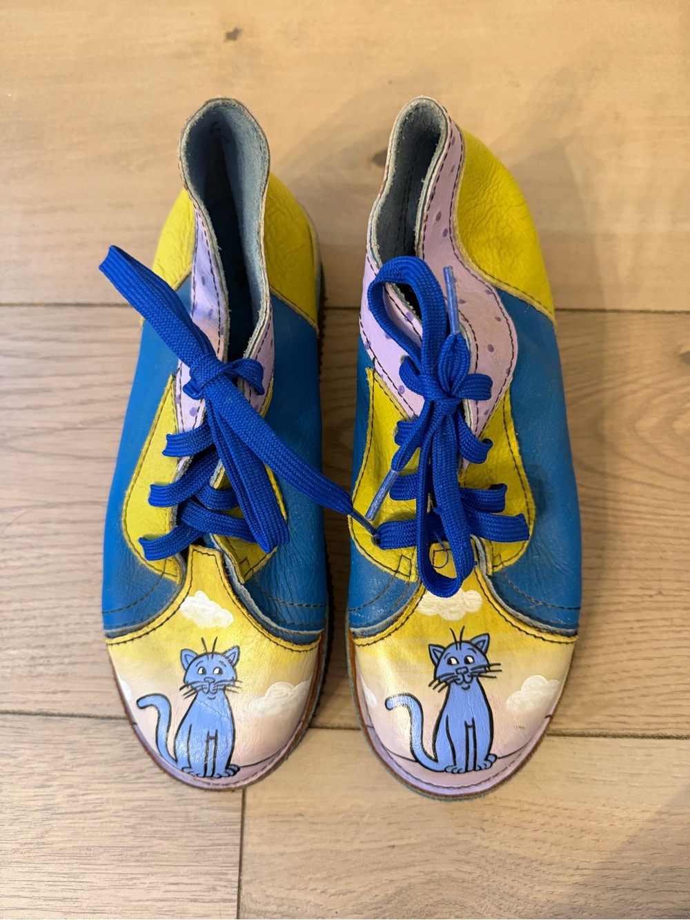 Soletech Women’s Colorful Hand Painted Leather Shoes Size 6 Cats